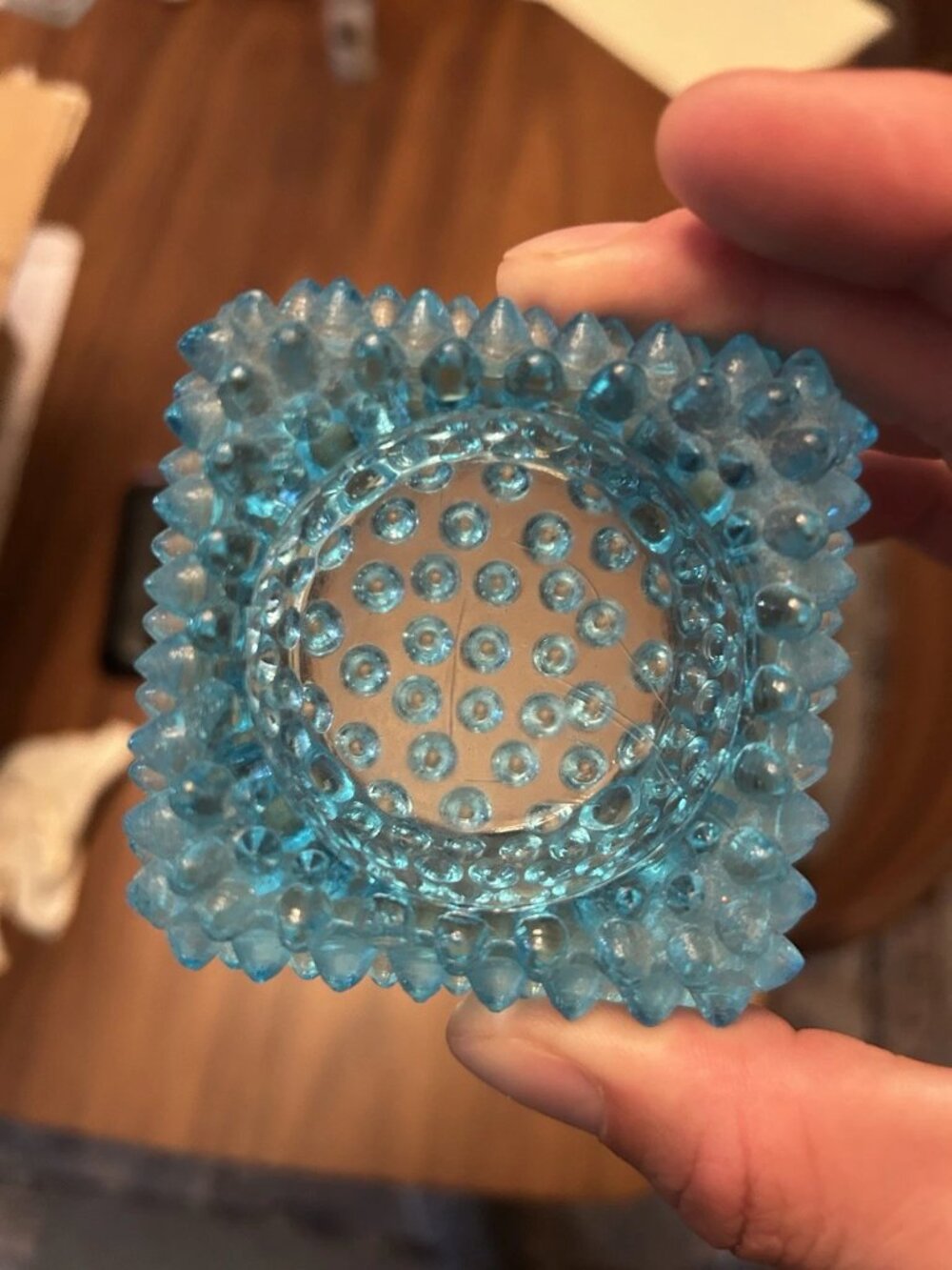 Vintage Fenton Aqua Blue Hobnail Glass Votive Holder